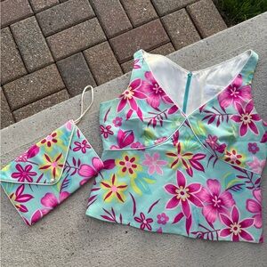 PRETTY TROPICAL zippered sleeveless crop top.  SIZE MEDIUM.  Includes wristlet.